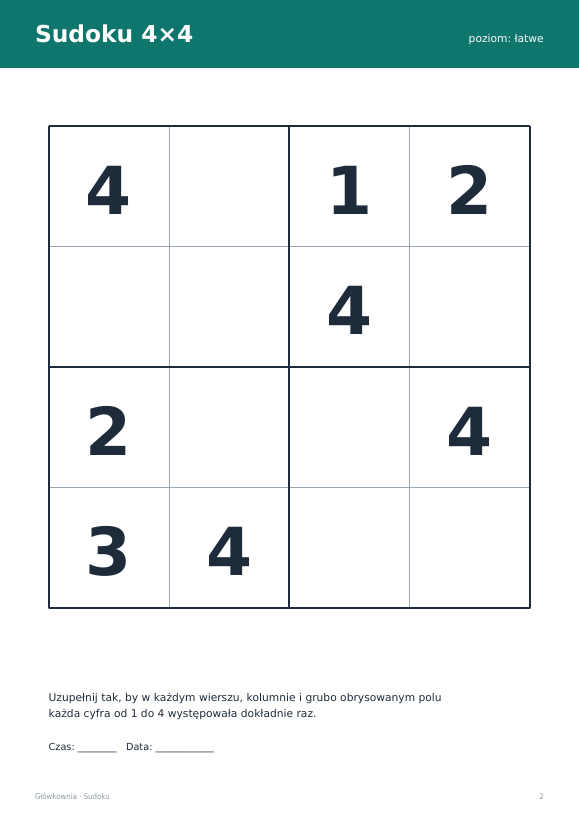 Sudoku do druku, zestaw 2