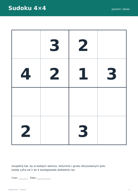 Sudoku do druku, zestaw 3