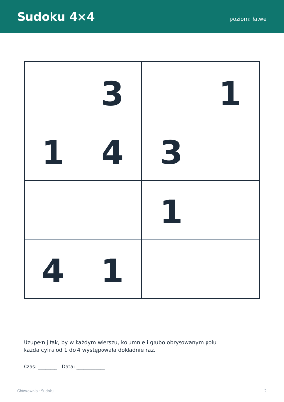 Sudoku do druku, zestaw 7
